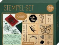 Coppenrath Creative Time Holzstempel-Set &ndash; 16 Stempel & Stempelkissen Dunkelgr&uuml;n