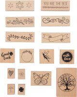 Coppenrath Creative Time Holzstempel-Set &ndash; 16 Stempel & Stempelkissen Dunkelgr&uuml;n