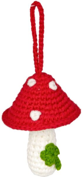 Die Spiegelburg Kleiner H&auml;kel-Gl&uuml;ckspilz &bdquo;Viel Gl&uuml;ck&ldquo; 6 &times; 8 cm &ndash; Rot/Wei&szlig;