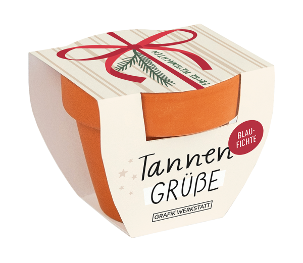 Grafik Werkstatt Tannengrüße „Frohe Weihnachten“ Schleife
